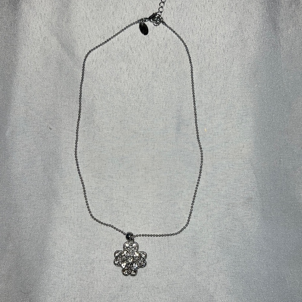 Lia Sophia silver tone rhinestone necklace